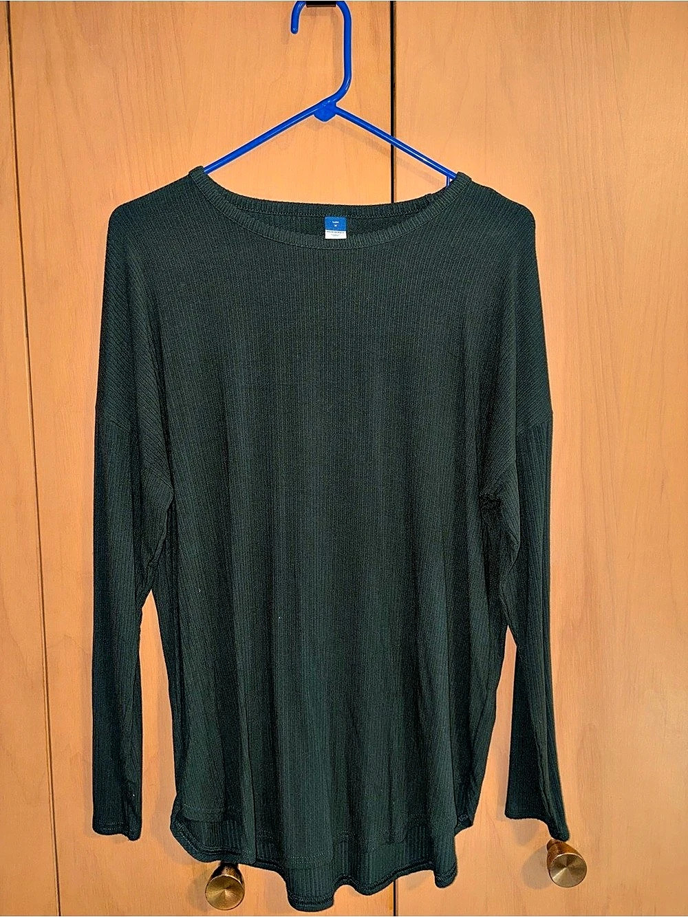 Old Navy Luxe Rib-Knit Tunic T-Shirt Green Long Sleeve
